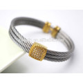 Bracelet vintage en or plaqué or Bracelet cable-wire avec cristaux